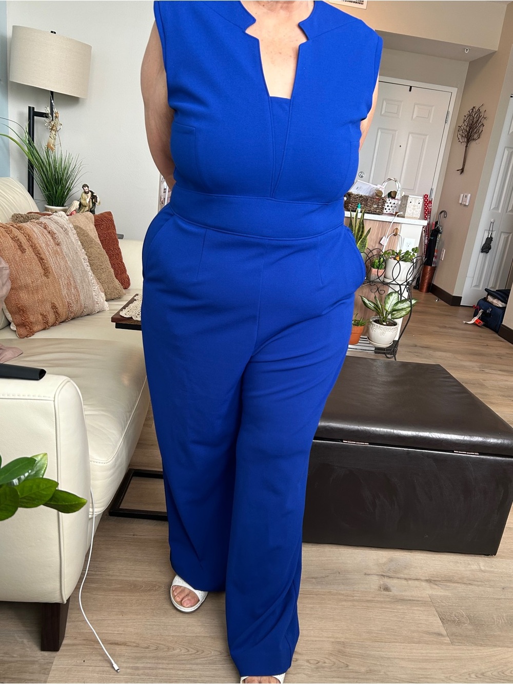 Tahari Cobalt Blue Jumpsuit with Pockets - Picture 3 of 10
